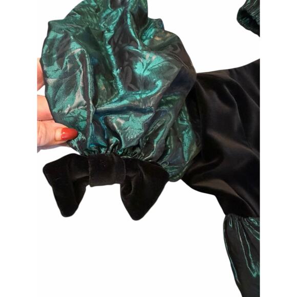 Vintage Laura Ashley Green Velvet and Taffeta Dress - Size 14 - Picture 13 of 16